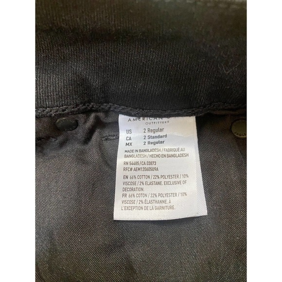 American Eagle Next Level Stretch Black Denim Mini Skirt Women Sz 2 Distressed - Picture 11 of 11